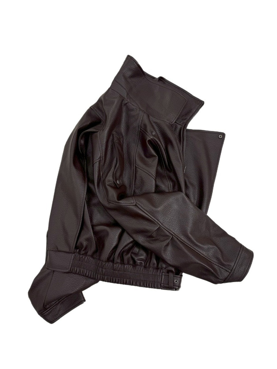 受注制【Chikashitsu +】high neck non-leather bomber jacket / 【チカシツプラス】ハイネックノンレザーボンバージャケット (2color)