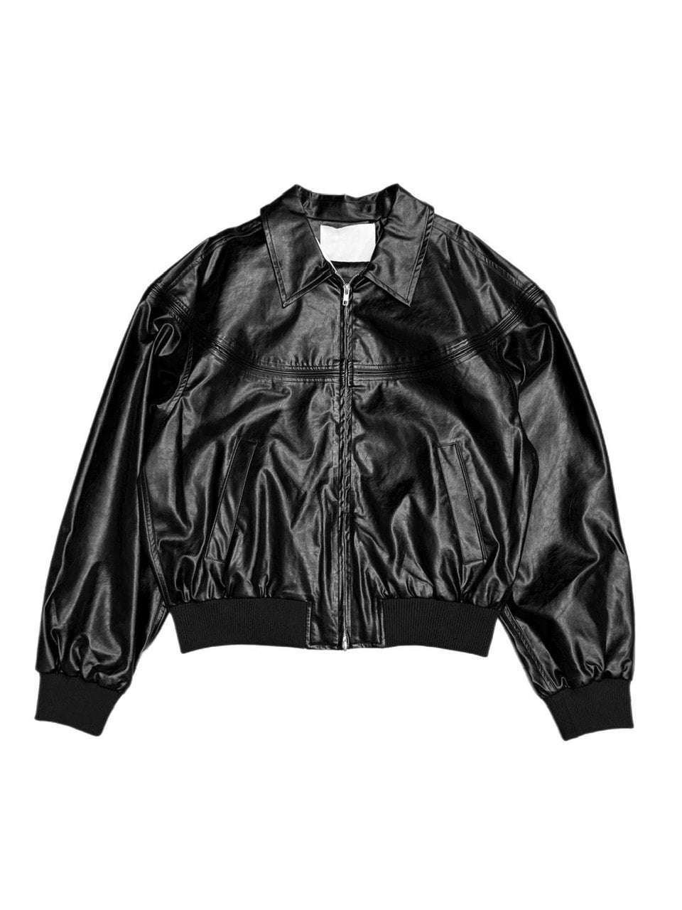 受注制【Chikashitsu +】round stitch non-leather jacket / 【チカシツプラス】ラウンドステッチノンレザージャケット (2color)