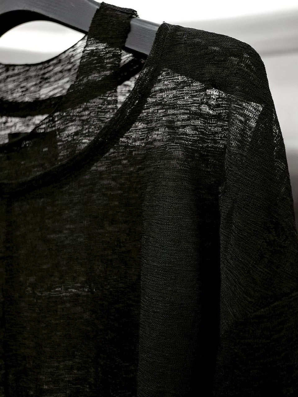 1/2 20:00再販【RICH】Ripped Over Knit Top / 【リッチ】シースルーオーバーサイズ長袖ニット