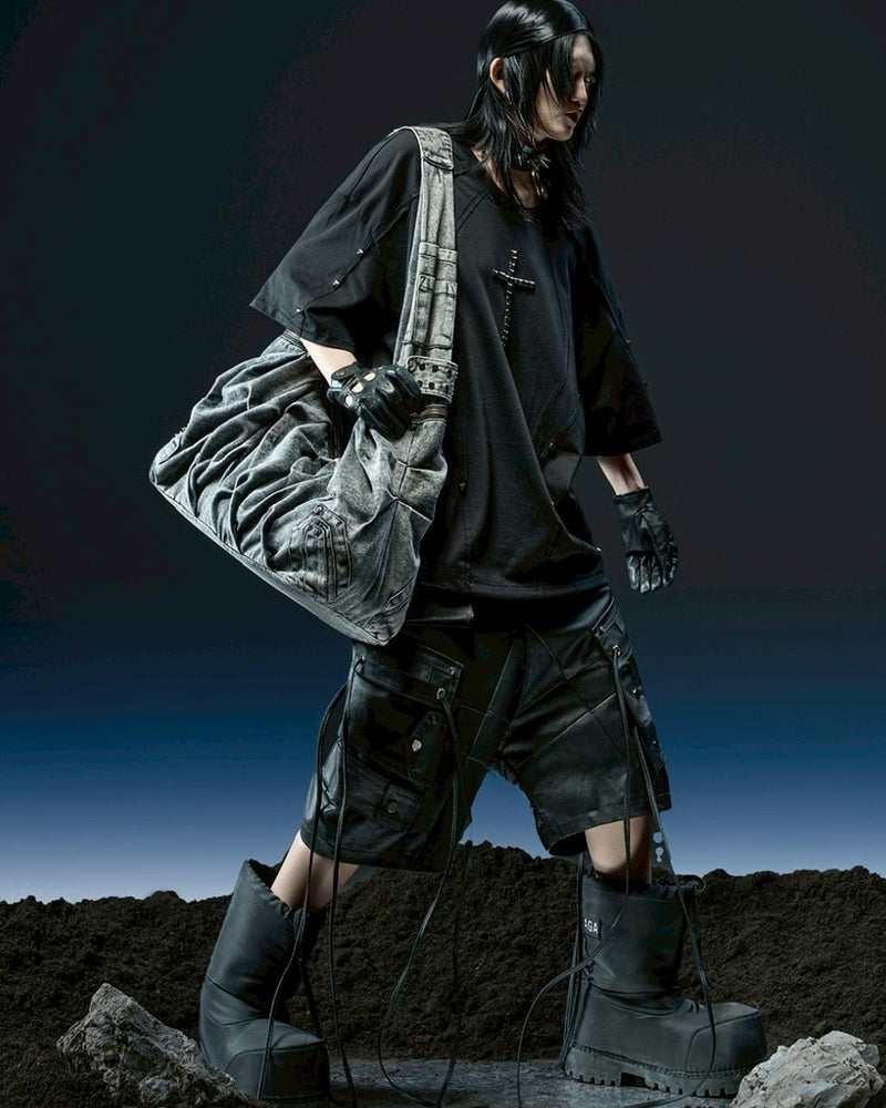 1/2 20:00再販【RICH】Crinkle Denim Stone Washed Bag / 【リッチ】ストーンウォッシュドデニムショルダーバッグ