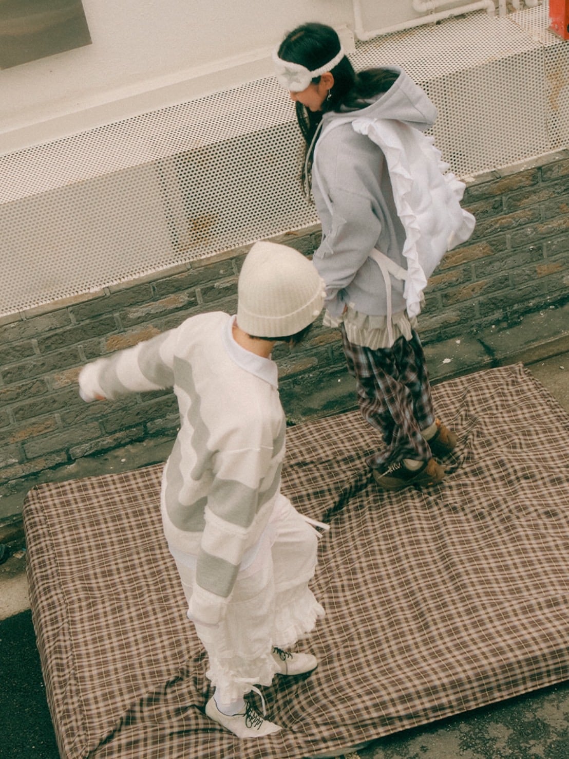 【TUOMIO】CHECK MIXED JERSEY DRESS / 【トゥオミオ】チェックミックスジャージワンピース