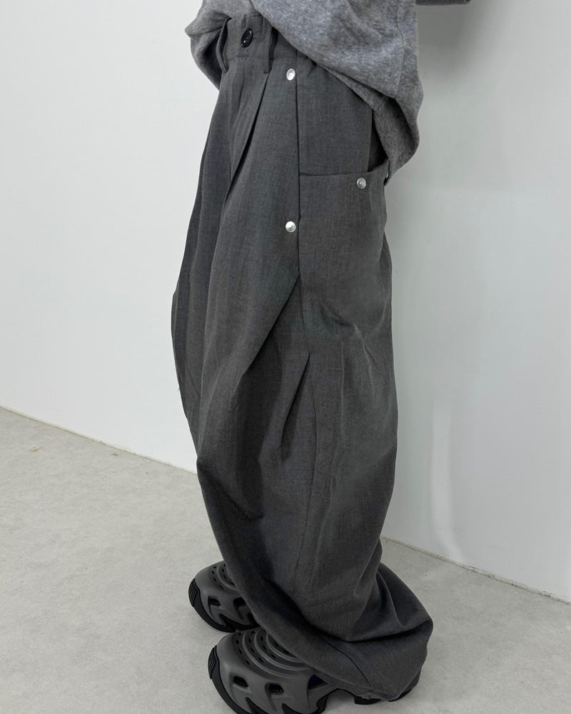 【Nerd out XU】side tuck slacks / 【ナードアウトエックスユー】サイドタックスラックス (2color)