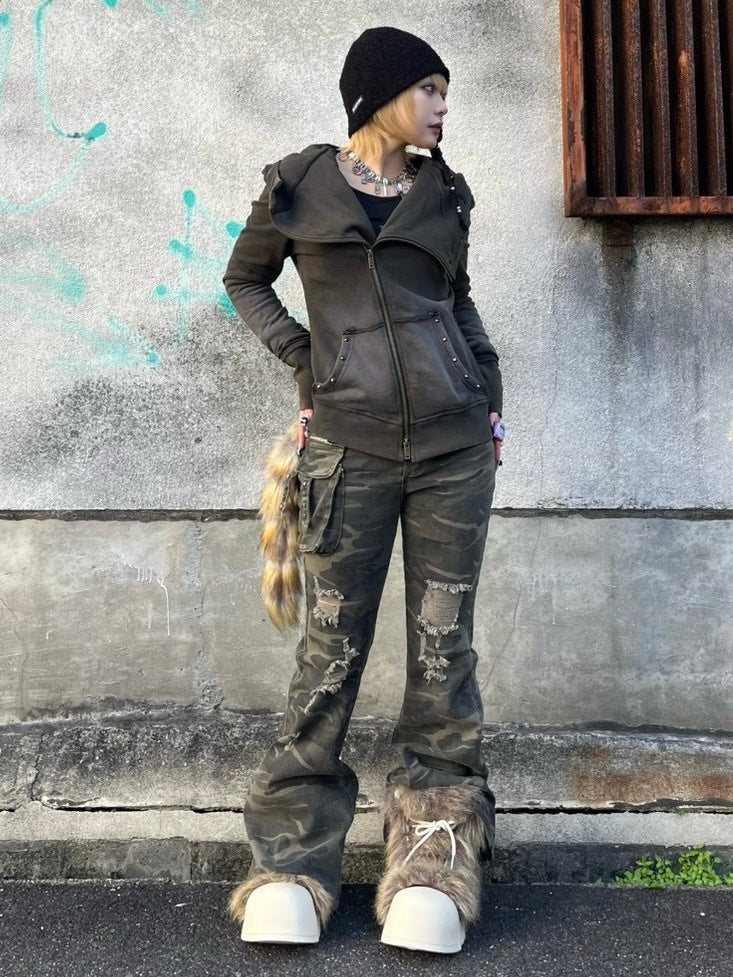 【Never mind the XU】camouflage flare pants / 【ネバーマインドザエックスユー】カモフラージュフレアパンツ