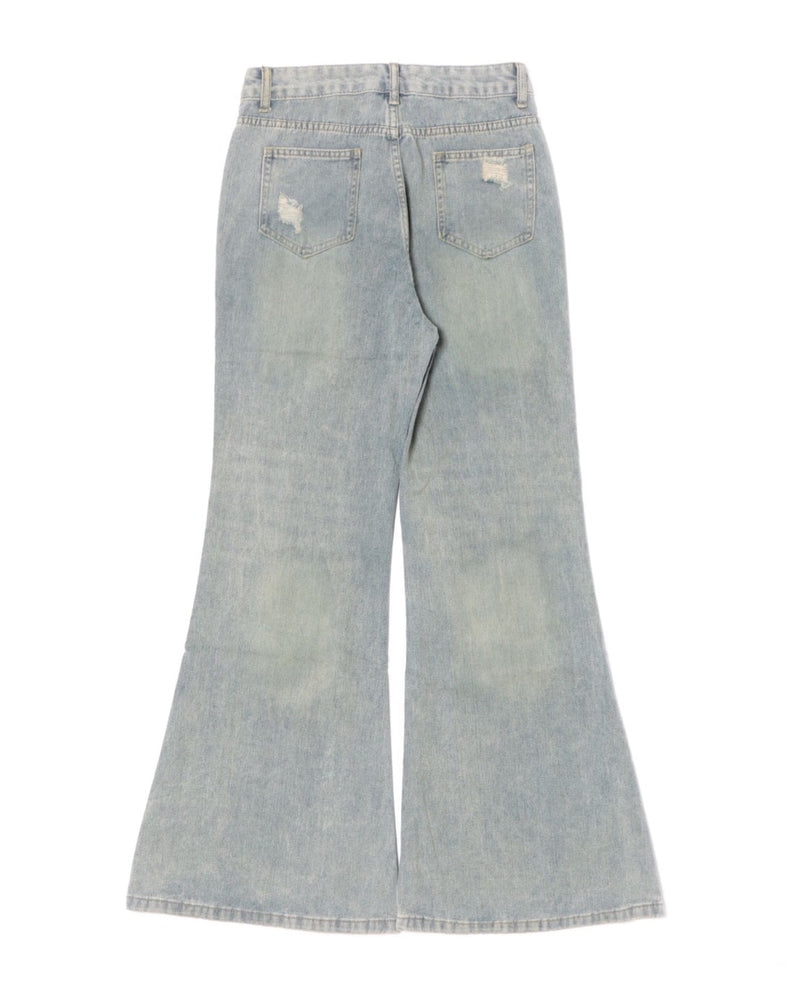 【Never mind the XU】damage flare denim pants / 【ネバーマインドザエックスユー】ダメージフレアデニムパンツ