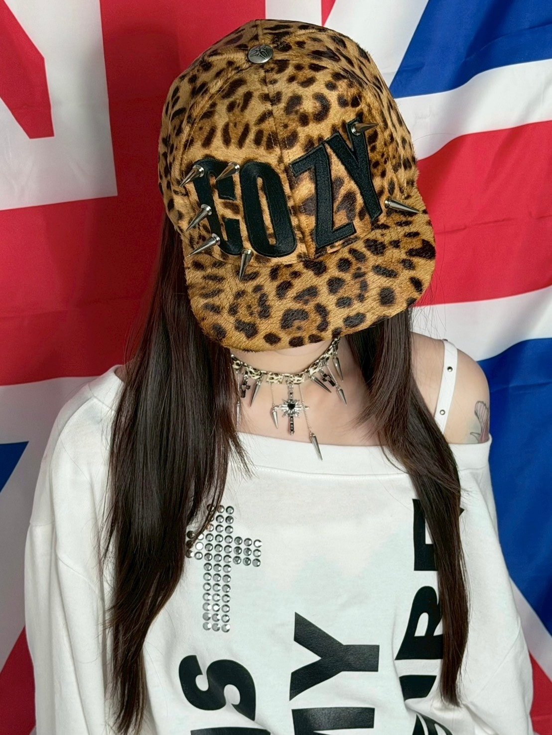 【Never mind the XU】leopard studs choker / 【ネバーマインドザエックスユー】レオパードスタッズチョーカー
