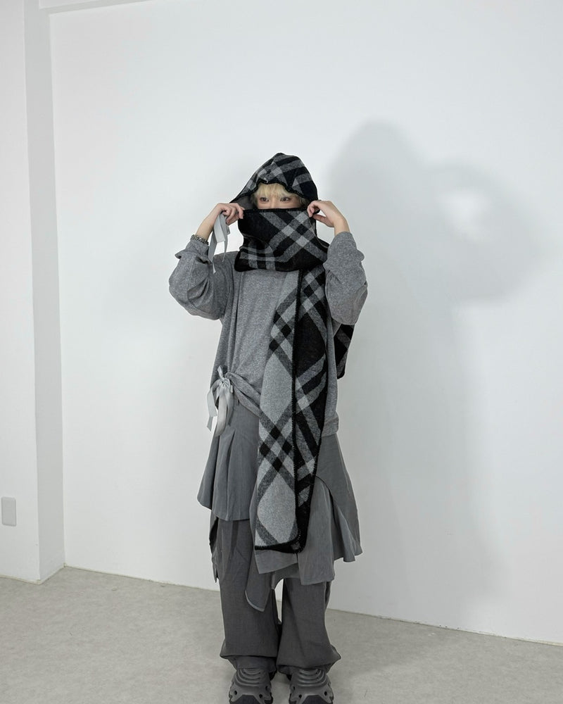国際配送【Nerd out XU】knit hood muffler / 【ナードアウトエックスユー】ニットフードマフラー (2color)