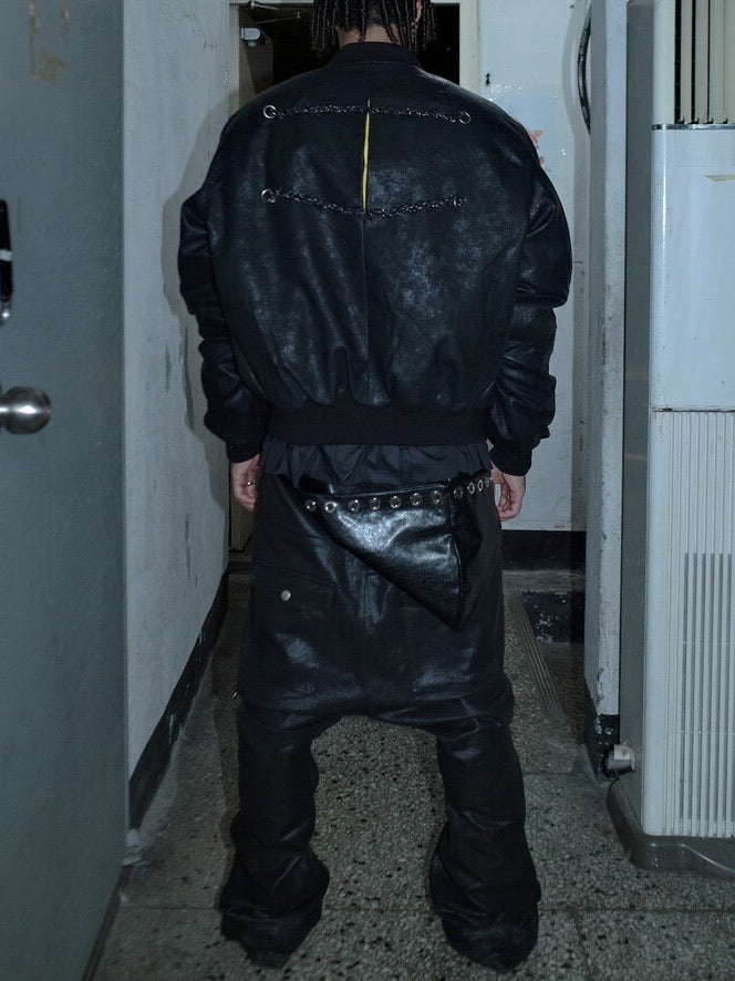【BEBOF】Cracked fake leather jacket / 【ビーボフ】クラックフェイクレザージャケット