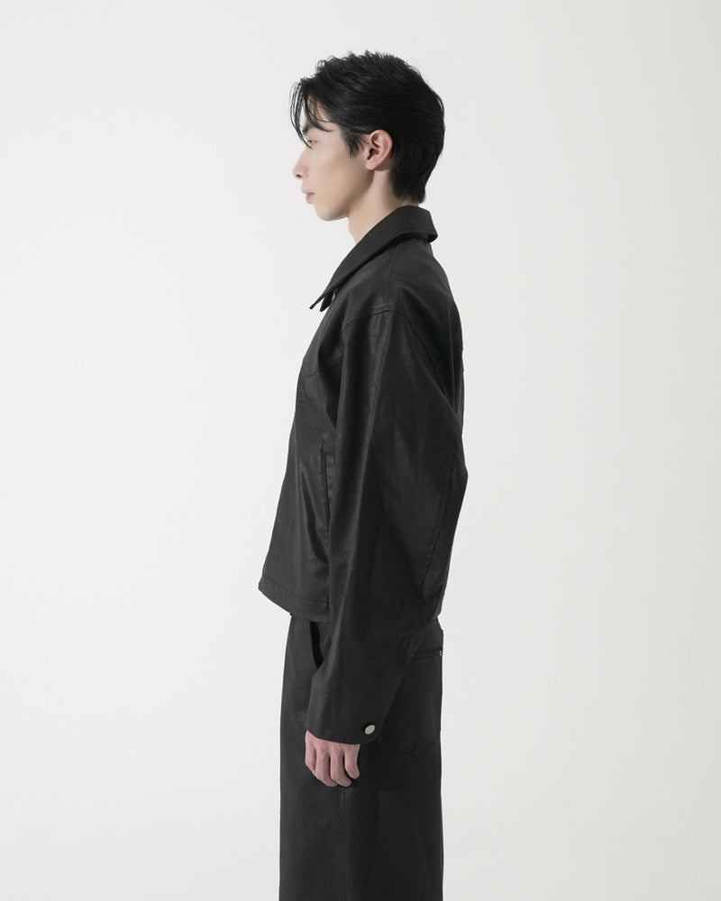 【CS】coated denim jacket(black)