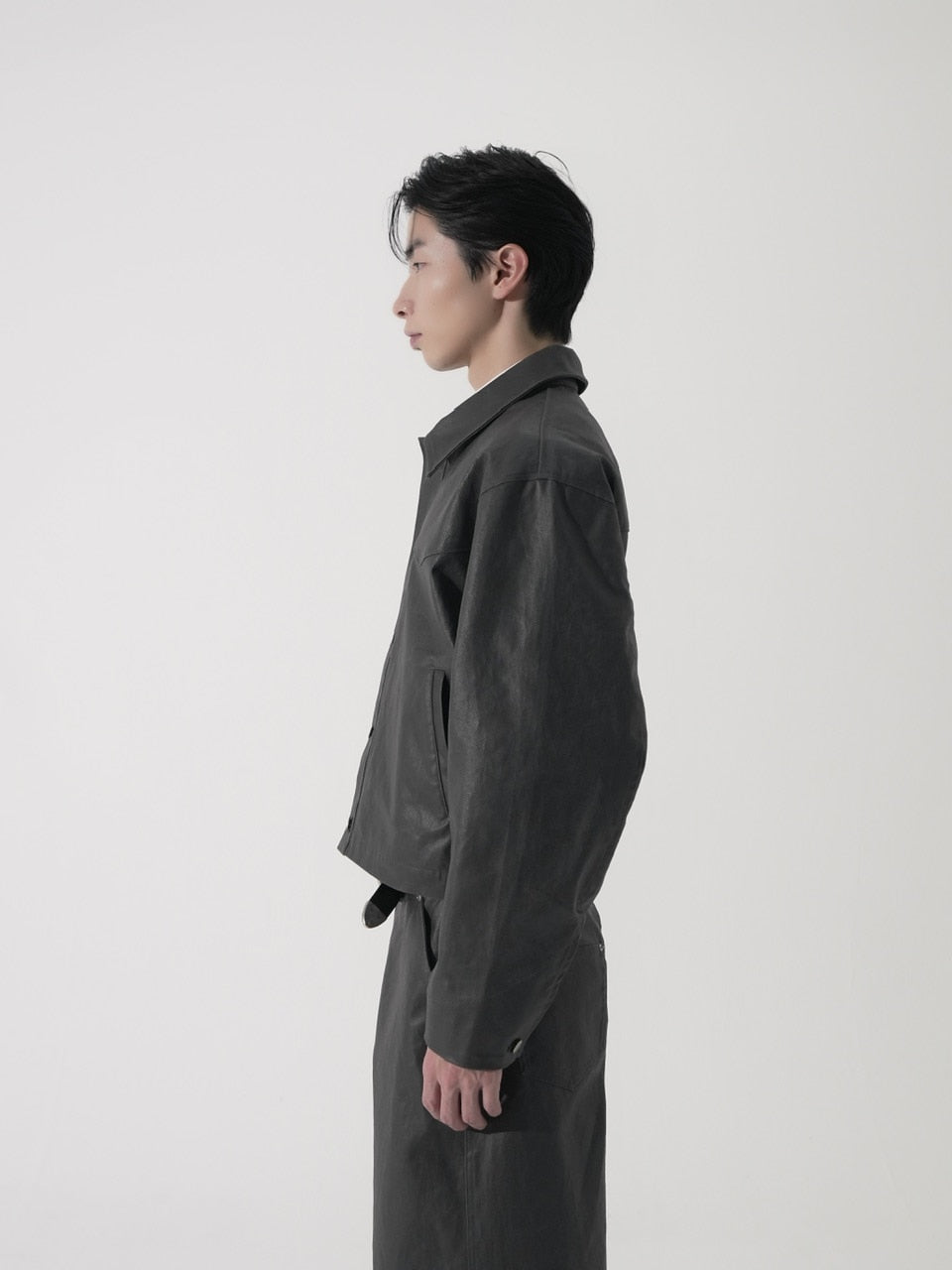 【CS】coated denim jacket(dark gray)
