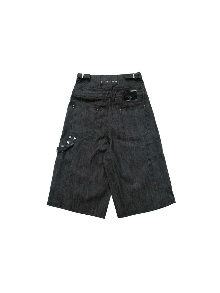 【F.V.V.O】Punkfreeguys Patch & Capri Pants / 【フリーワールドオーダー(エフヴィーヴィーオー)】ダブルウエストデニムハーフパンツ