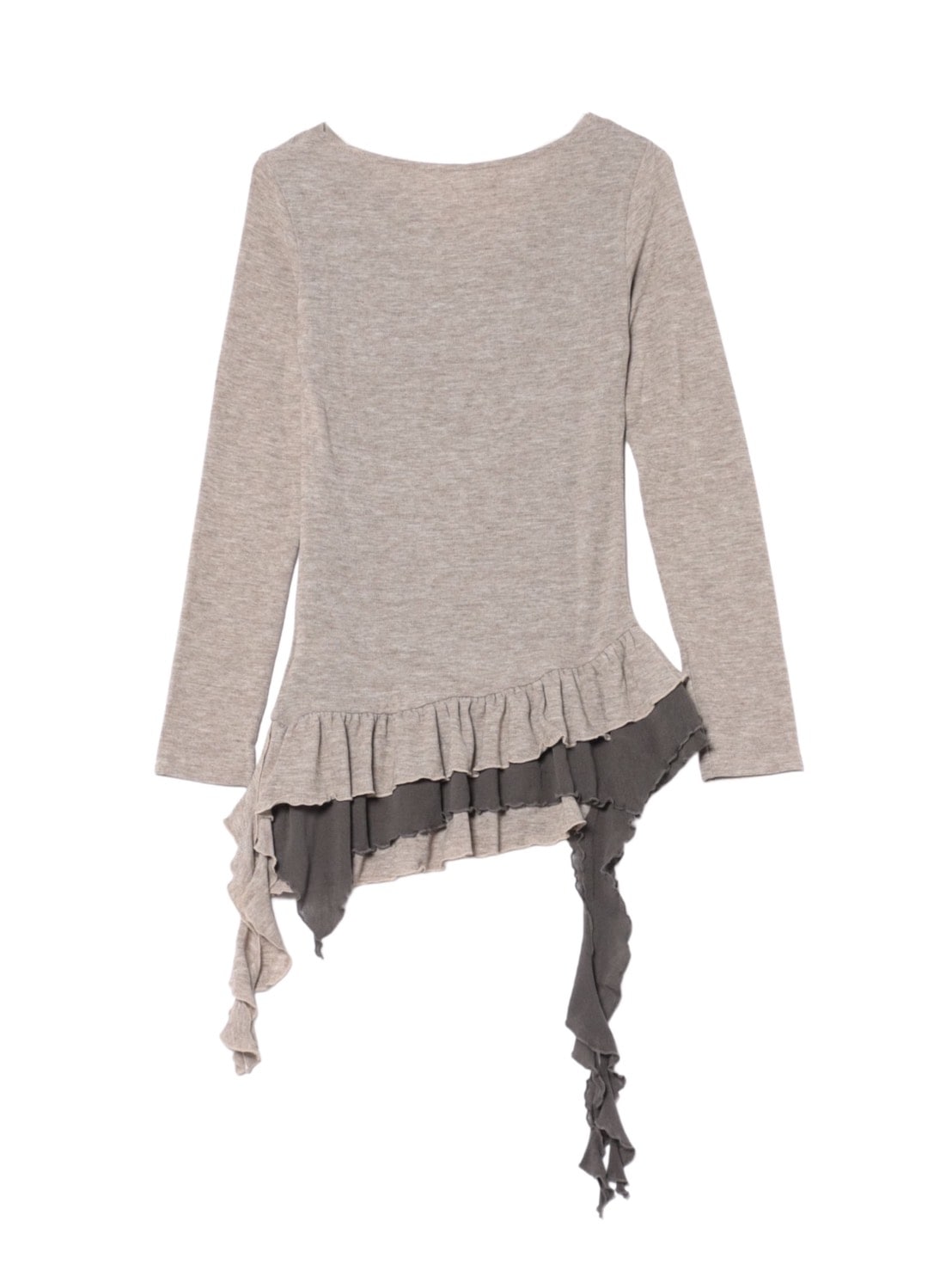 【Never mind the XU】tie set layered long sleeve / 【ネバーマインドザエックスユー】タイセットレイヤード長袖トップス (2color)