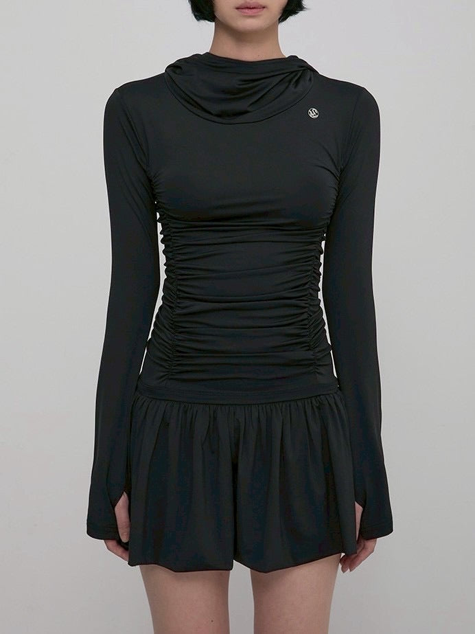 【FLAREUP】Hooded High Neck Long Dress / 【フレアアップ】フードハイネックロングドレス