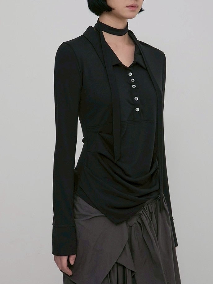 【FLAREUP】Asymmetrical Draped Shirt / 【フレアアップ】アシンメトリードレープシャツ