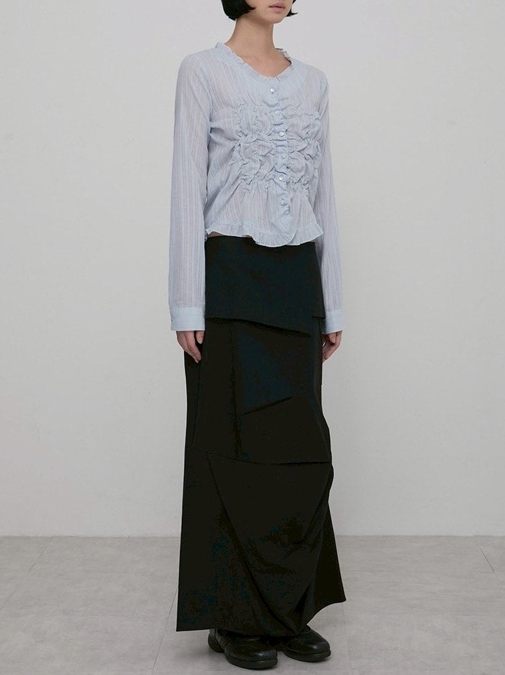 【FLAREUP】Saya Frill Puff Long Blouse / 【フレアアップ】サヤフリルパフロングシャツ