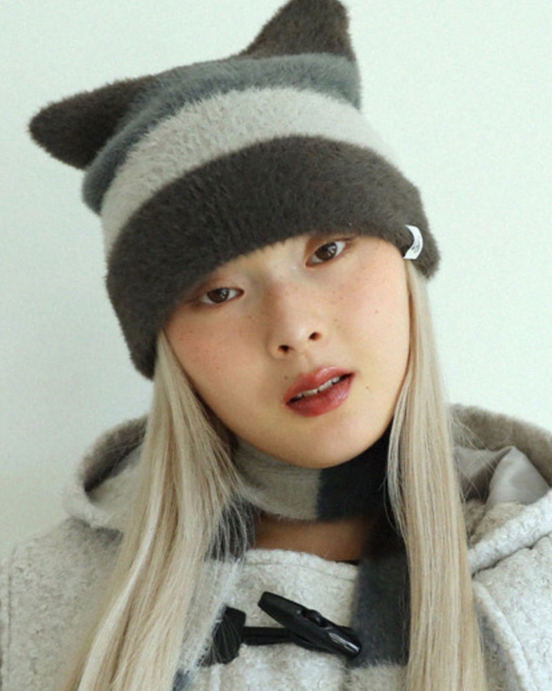 12/21 20:00 再販【Uglyshadow】STRIPED CAT BEANIE