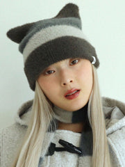 12/21 20:00 再販【Uglyshadow】STRIPED CAT BEANIE