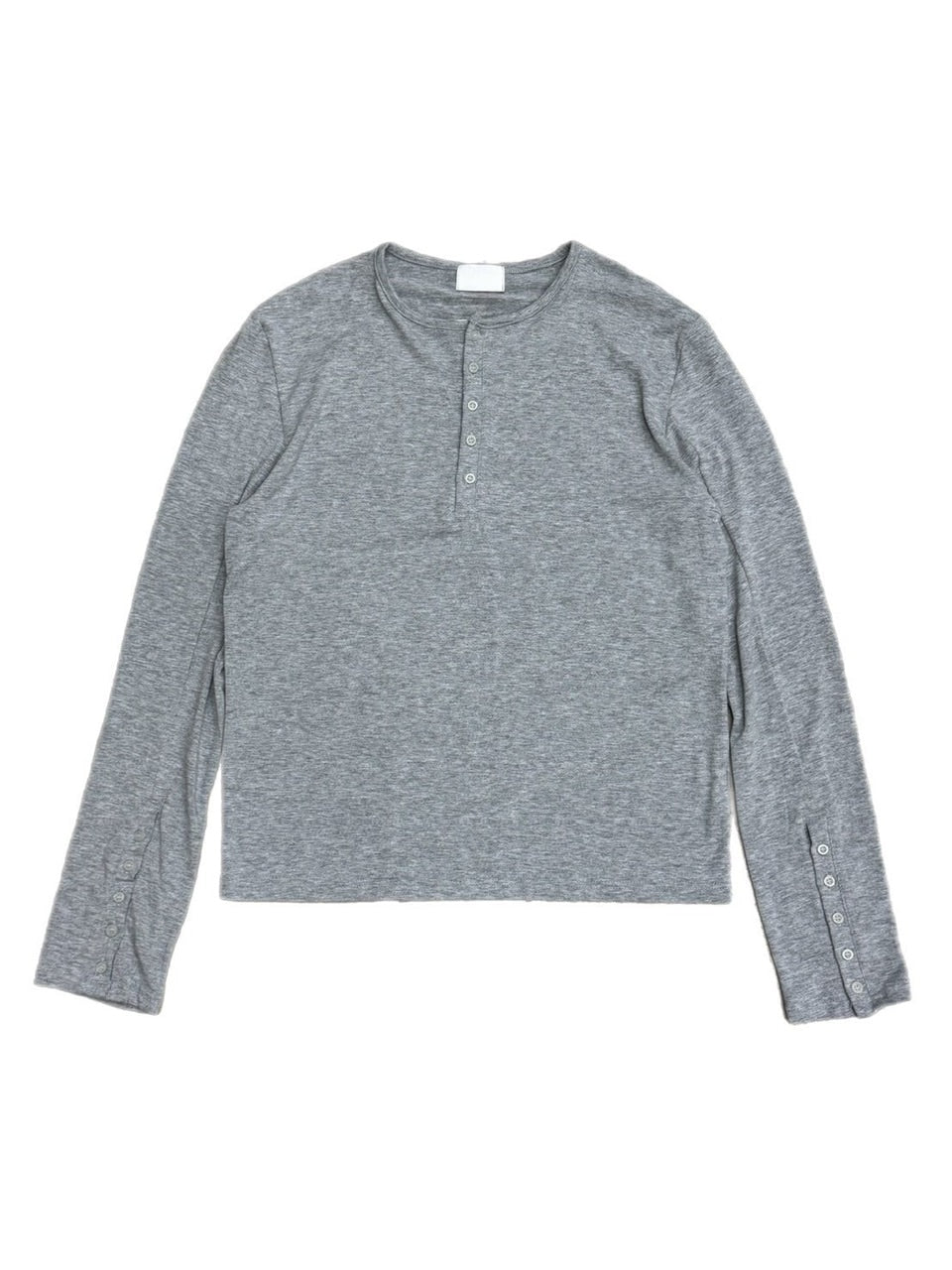 受注制【Chikashitsu +】sleeve button henry neck long sleeve tee / 【チカシツプラス】スリーブボタンヘンリーネック長袖Tシャツ (3color)