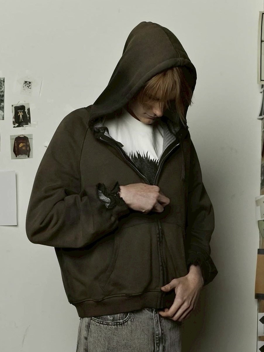 【BASKETCASE】HENCH, thermal lined zip-up hoodie /【バスケットケース】ブラーサーマルジップパーカー