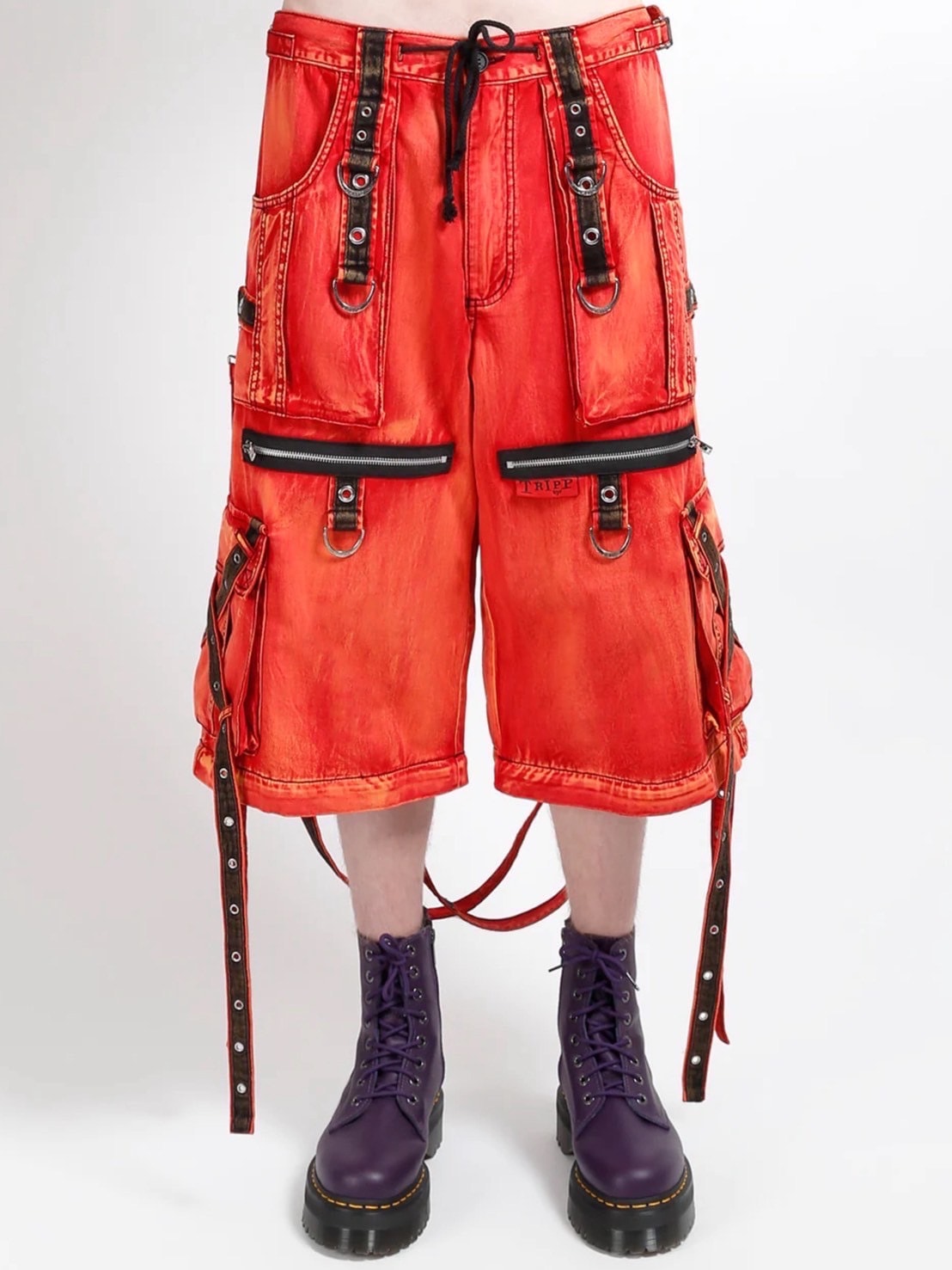 【TRIPP nyc】X-STRAP PANT FIRE WASH[AF7144MB] / 【トリップ ニューヨーク 】ボンテージストラップファイヤーワイドデニムパンツ