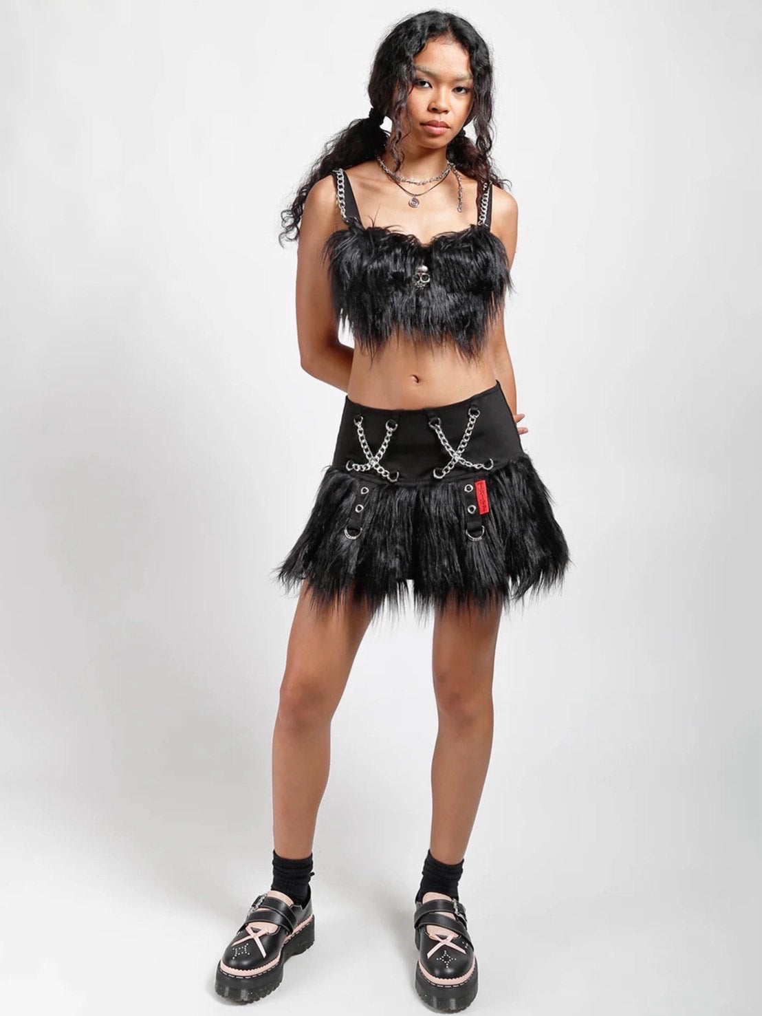 【TRIPP nyc】FUR-TASTICS SKIRT[IO4660] / 【トリップ ニューヨーク 】チェーンストラップファーミニスカート