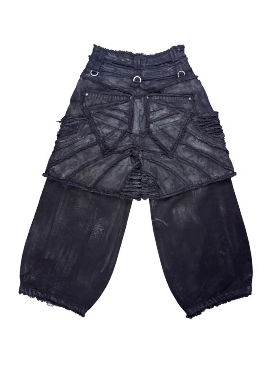 【Thought We Friends】Attached Detachable Waxed Distressed Denims