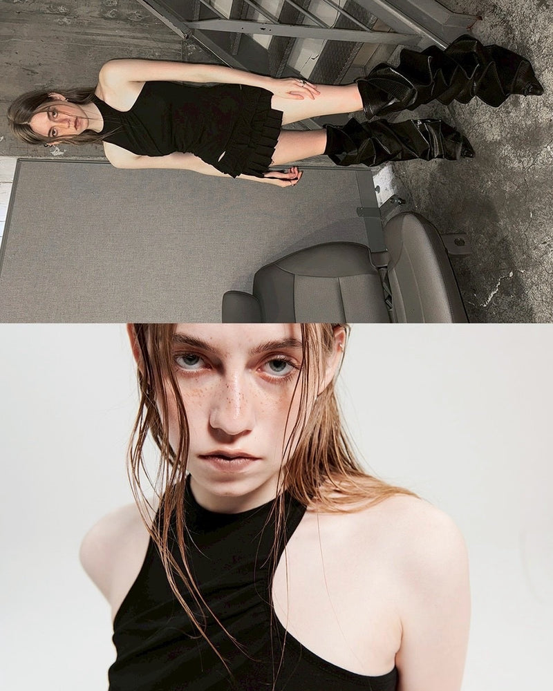 【HOLY NUMBER 7】Sidehole ruffle short sleeveless