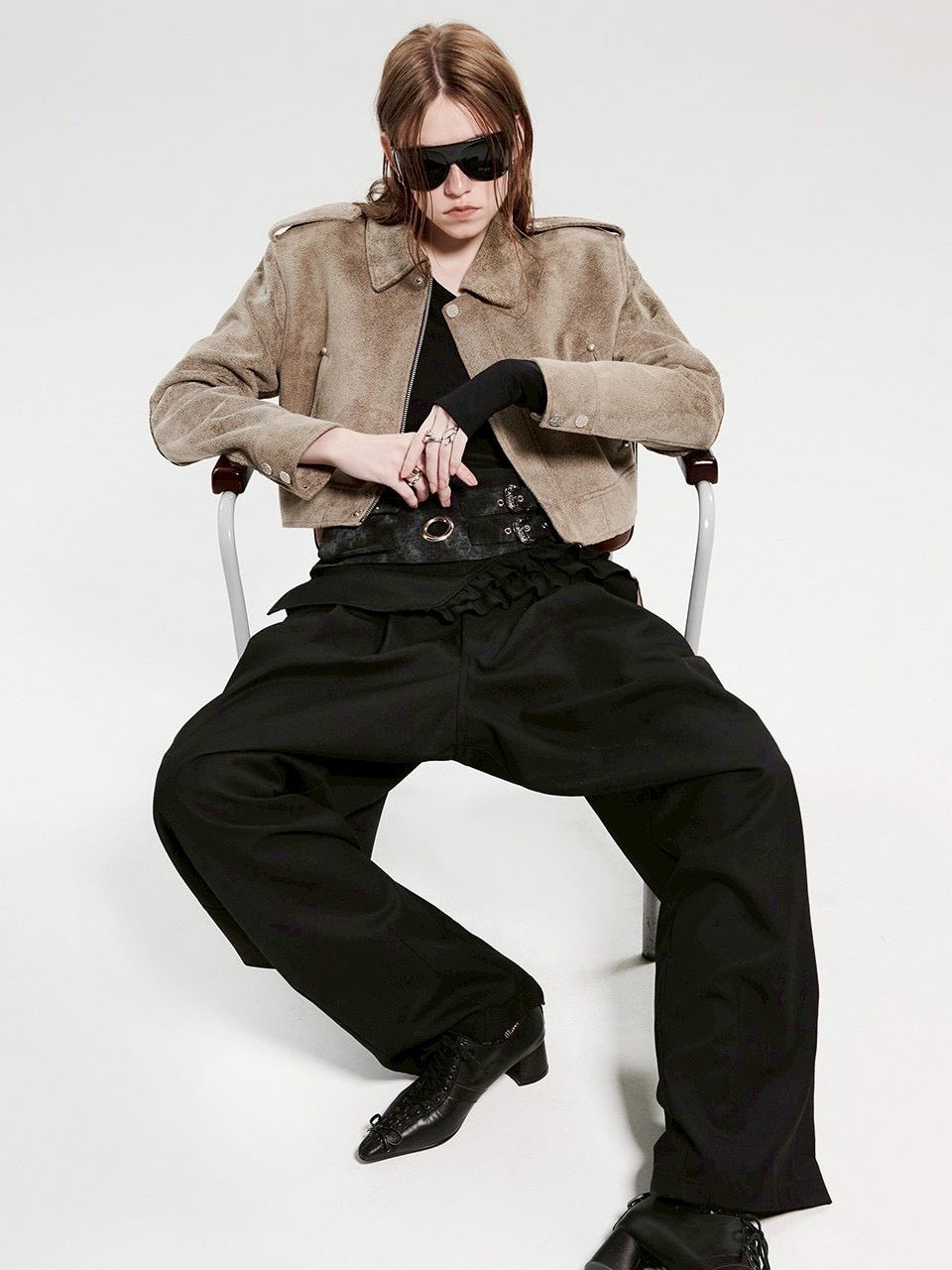 【HOLY NUMBER 7】Layered eyelet pocket skirt