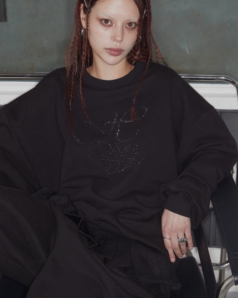 【HOLY NUMBER 7】OVERFIT HIP HOP MOVE CUBIC LETTERING SWEATSHIRT