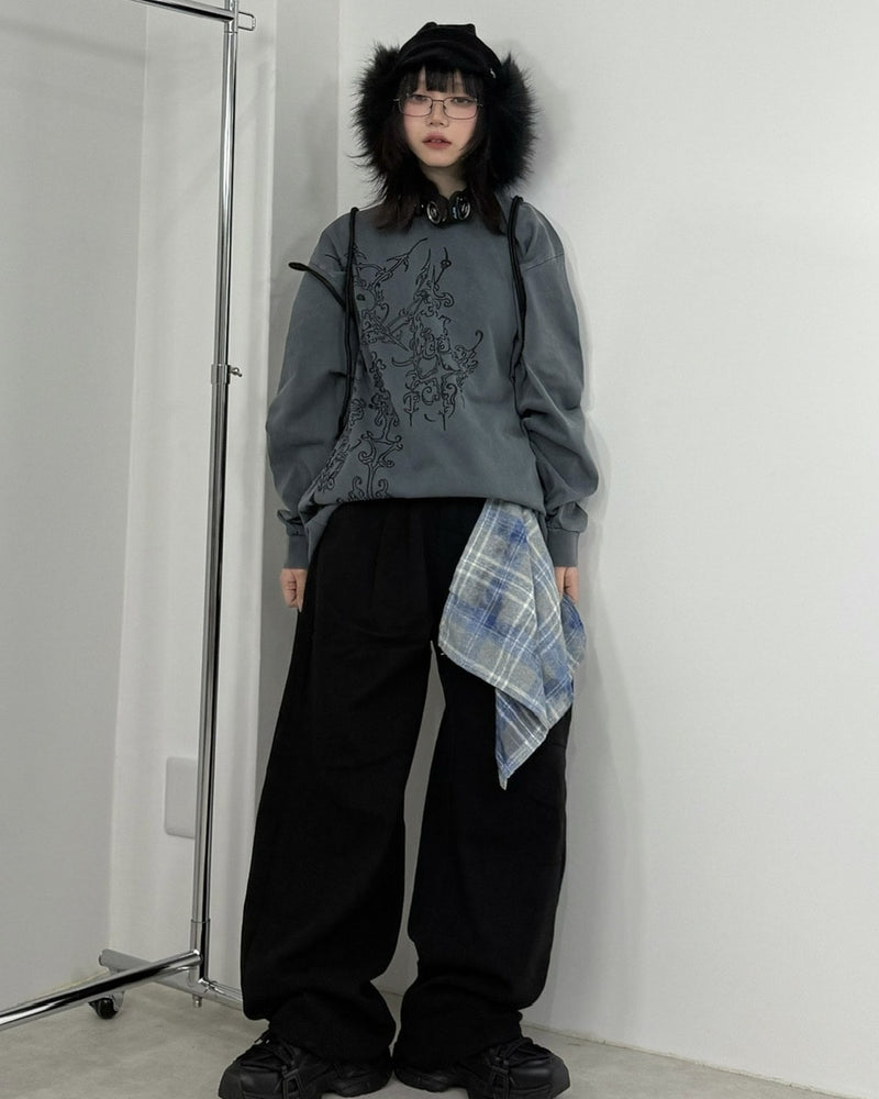 国際配送【Nerd out XU】waist scarf denim wide pants