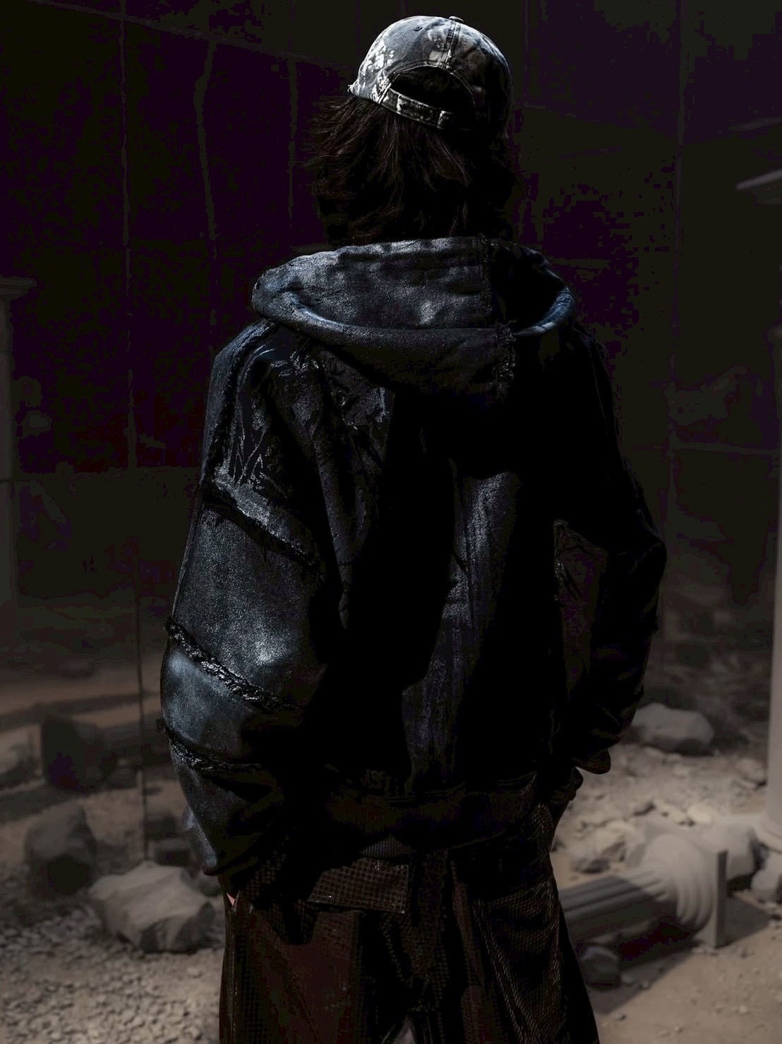 【The Boy Has No Patience】Double Saint Spray Hooded Jacket / 【ザボーイハズノーペーシェンス】スプレーグラフィックフードジップアップブルゾン