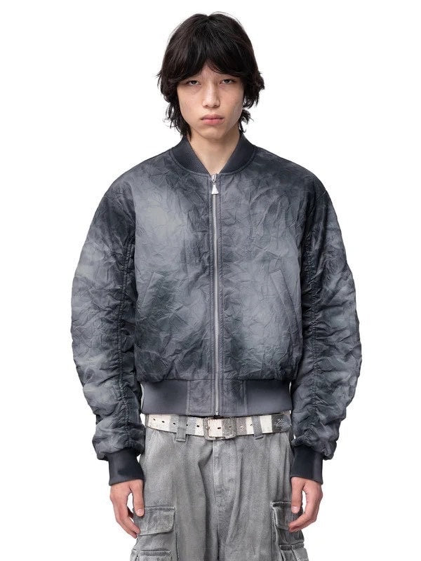 【The Boy Has No Patience】Pleated Spray Color Ma1 Jacket / 【ザボーイハズノーペーシェンス】スプレーカラーシャーリングMA1ブルゾン