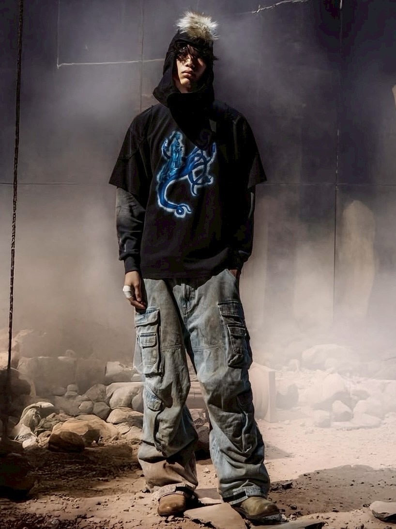 【The Boy Has No Patience】Adjustable Multi-Pocket Wiping Overalls / 【ザボーイハズノーペーシェンス】マルチポケットデニムパンツ