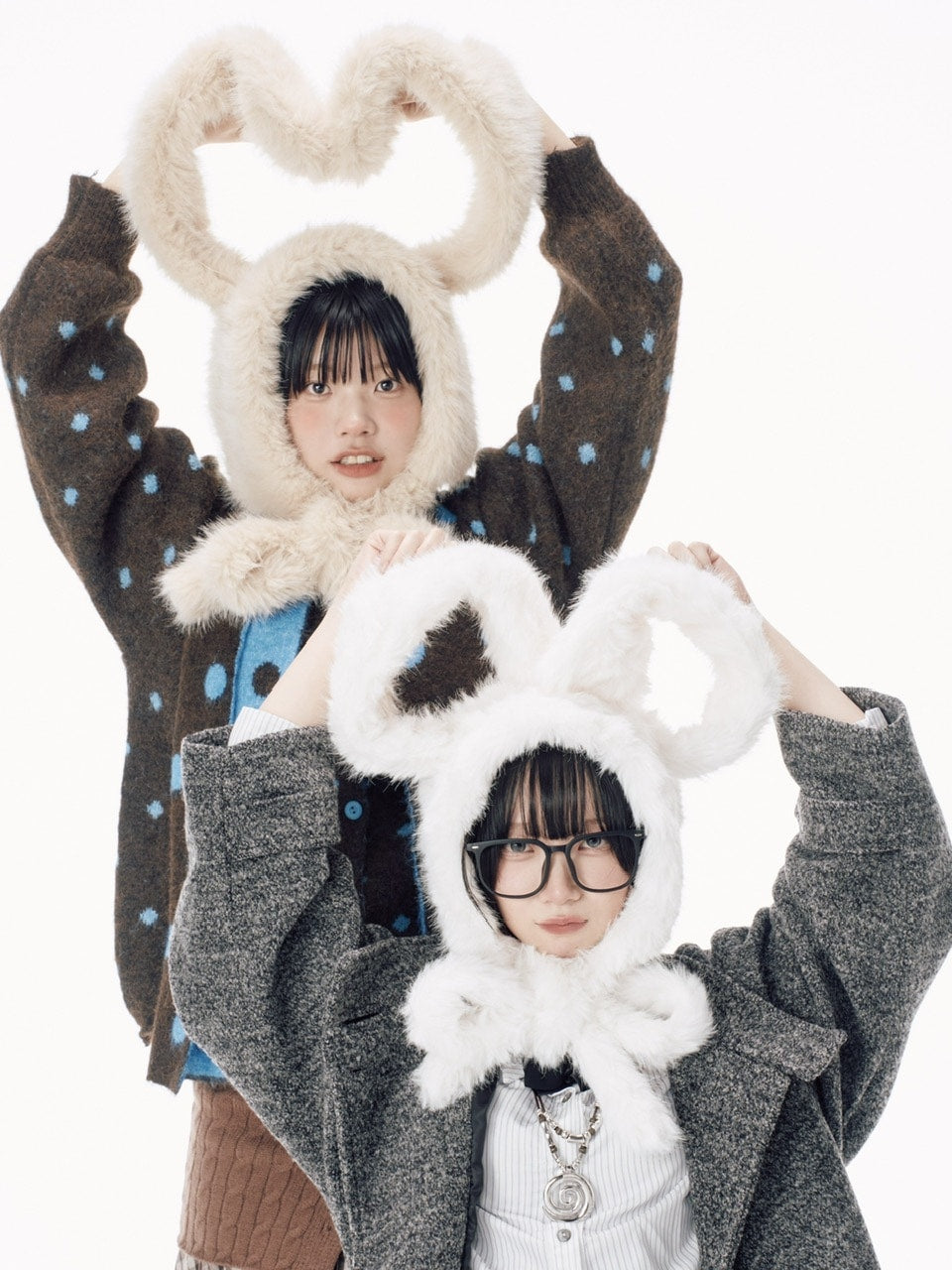 国際配送【Nerd out XU】rabbit ears fur baraclava / 【ナードアウトエックスユー】ラビットイヤーファーバラクラバ (2color)