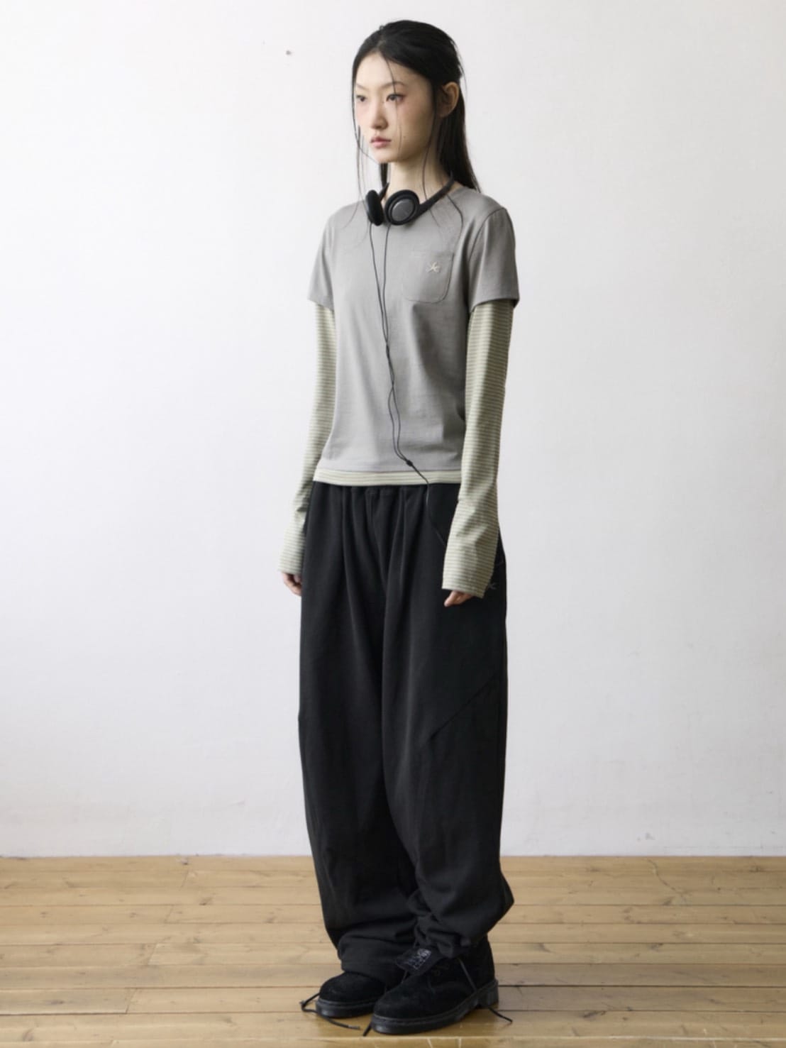 【THECOLDESTMOMENT】TCM stripe layered long sleeve