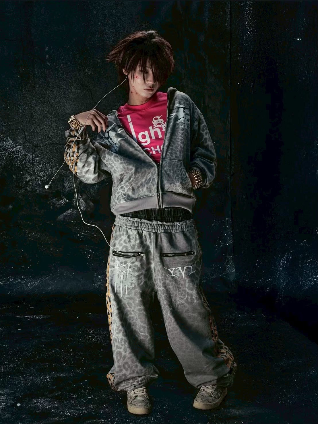 【Cozy world Wide】"25 LEOPARD" ROYAL PANTS / 【コージーワールドワイド】レオパードラインスウェットパンツ