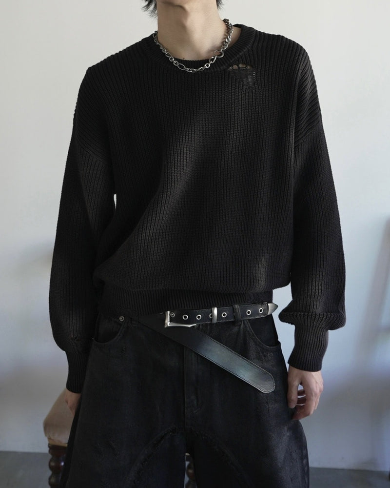【CHIKASHITSU PLUS HIGH】Cropped spray dyeing knit