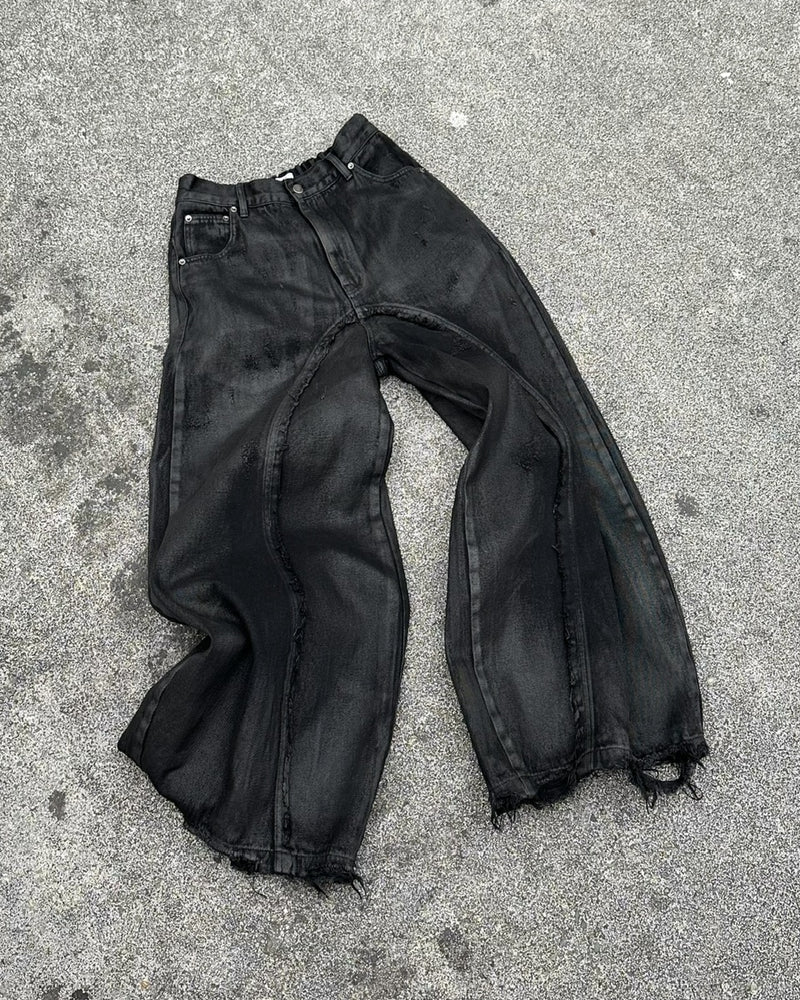 【CHIKASHITSU PLUS HIGH】Washed coating denim pants
