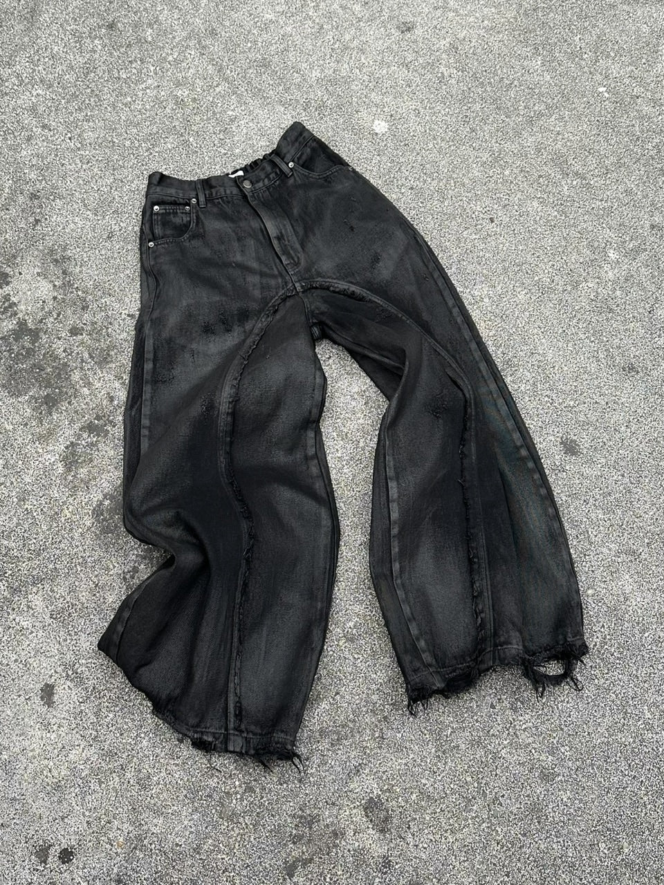【CHIKASHITSU PLUS HIGH】Washed coating denim pants