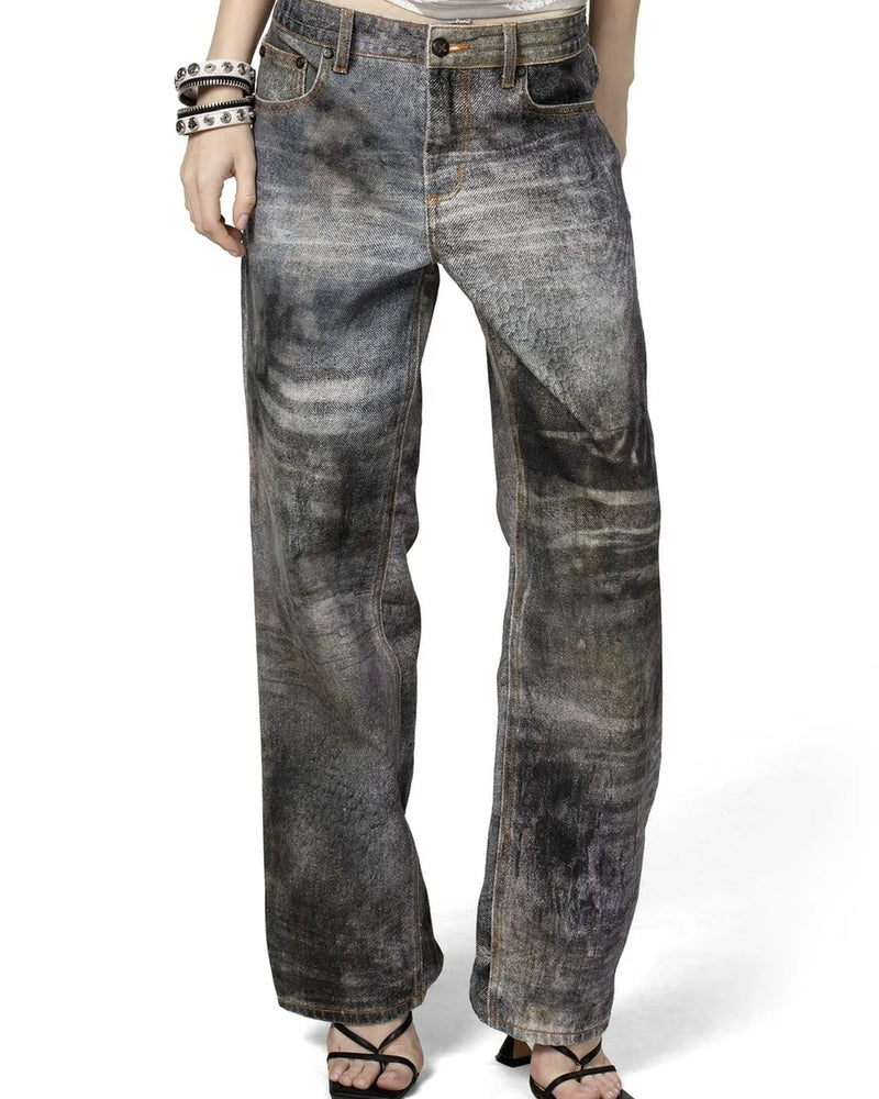 【RACER WORLDWIDE】Mud-Printed Denim Pants