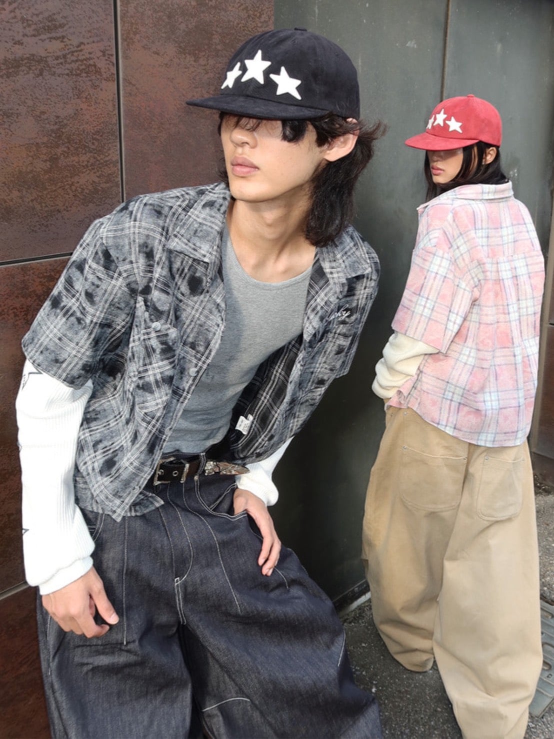 【IFEELLUCKY】Double layered waffle check shirt