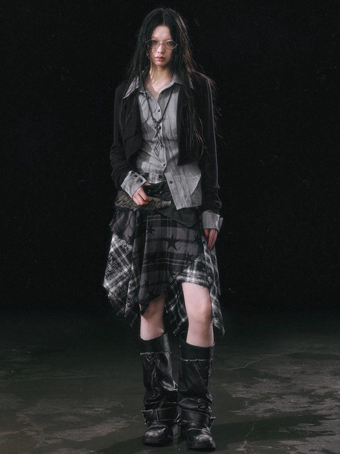 【Cest Nous】Two-in-One Shirt / 【セヌー】カーディガンセットレイヤードシャツ