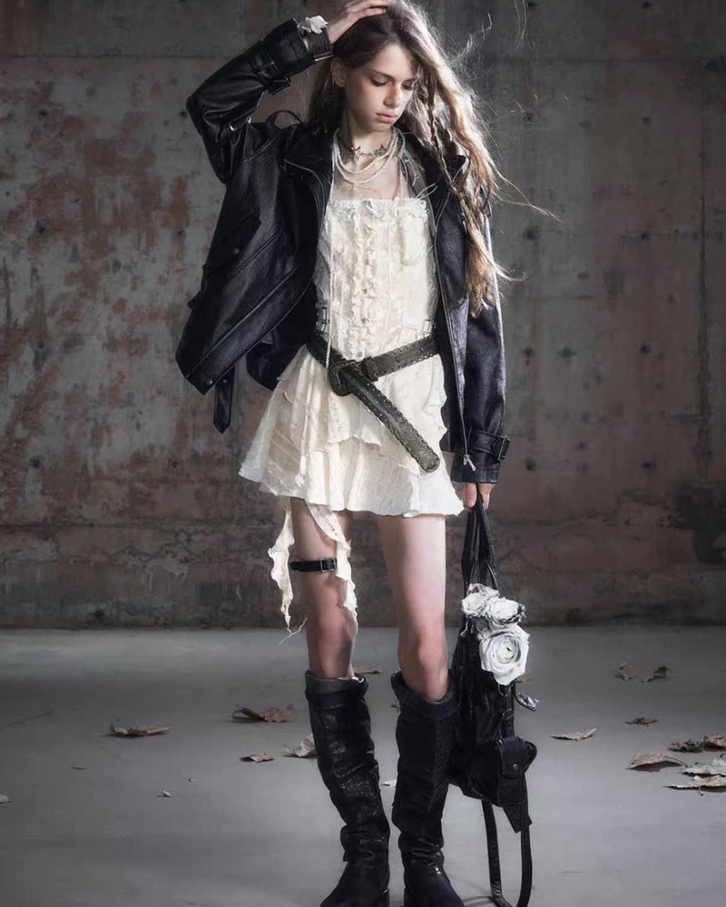 【Cest Nous】Belted Halter Dress / 【セヌー】ベルトホルターフリルワンピース