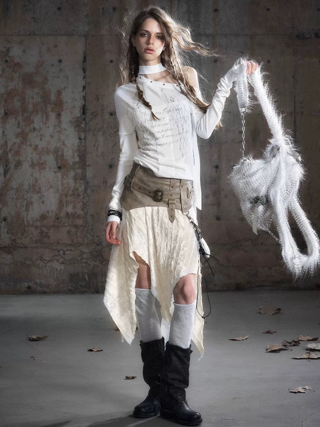 【Cest Nous】Belted Plaid Skirt / 【セヌー】ベルトアシンメトリースカート