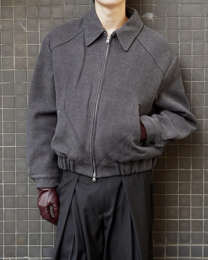 東京店WEB限定受注制【Chikashitsu +】cropped wool zip jacket / 【チカシツプラス】クロップドウールジップジャケット (3color)