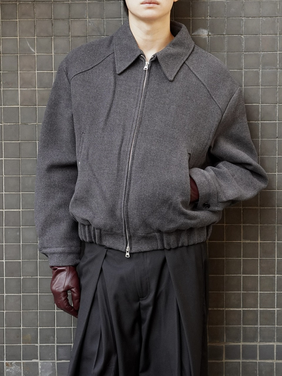 東京店WEB限定受注制【Chikashitsu +】cropped wool zip jacket / 【チカシツプラス】クロップドウールジップジャケット (3color)