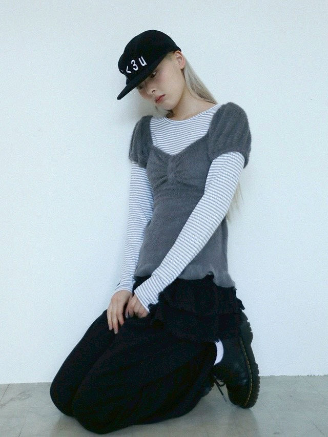 12/21 20:00 発売【Uglyshadow】THIN STRIPED T-SHIRT