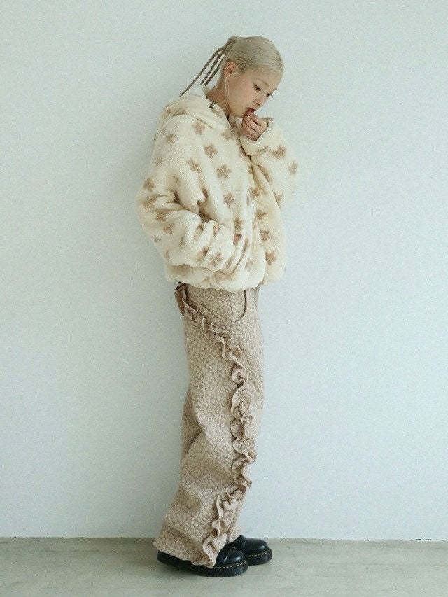 12/21 20:00 発売【Uglyshadow】FLOWER RUFFLE PANTS