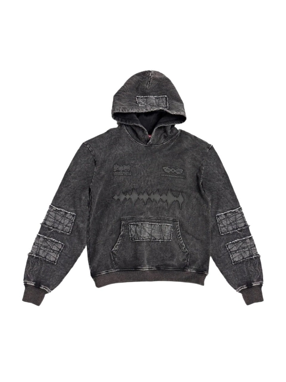 【Reckless Scholars】WOD STONE WAHS PATCH HOODIE / 【レックレス スカラーズ】デザインウォッシュプルオーバー