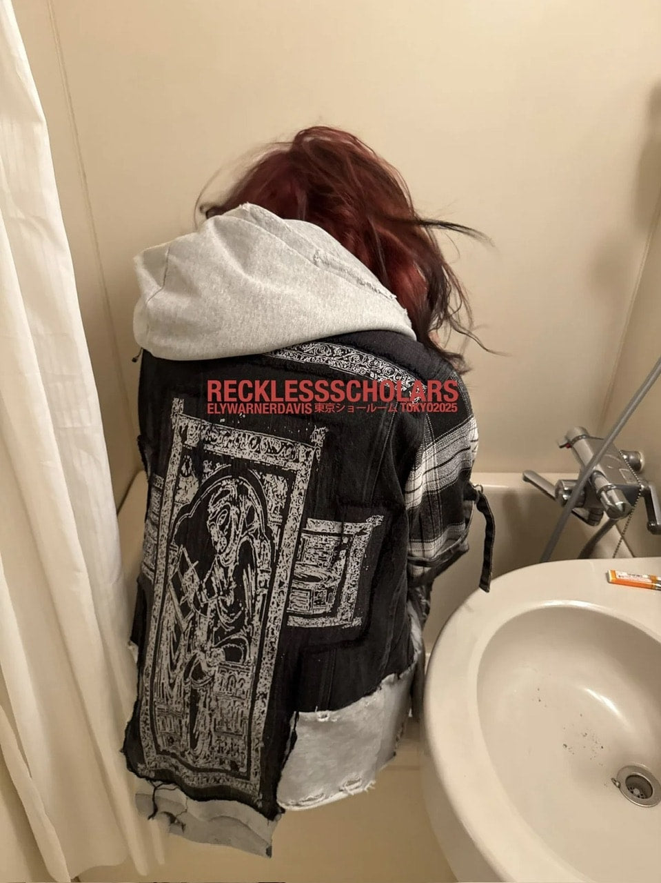 【Reckless Scholars】RE:WORK DENIM FLANNEL TRYCKER / 【レックレス スカラーズ】チェックスリーブレイヤードデニムジップパーカー