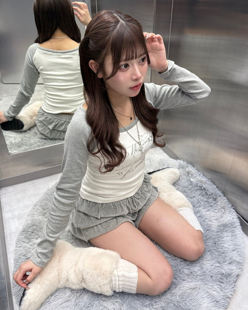 【nmtc +】lettering raglan sleeve tee 【エヌエムティーシープラス】レタリングラグラン長袖Tシャツ (3color)
